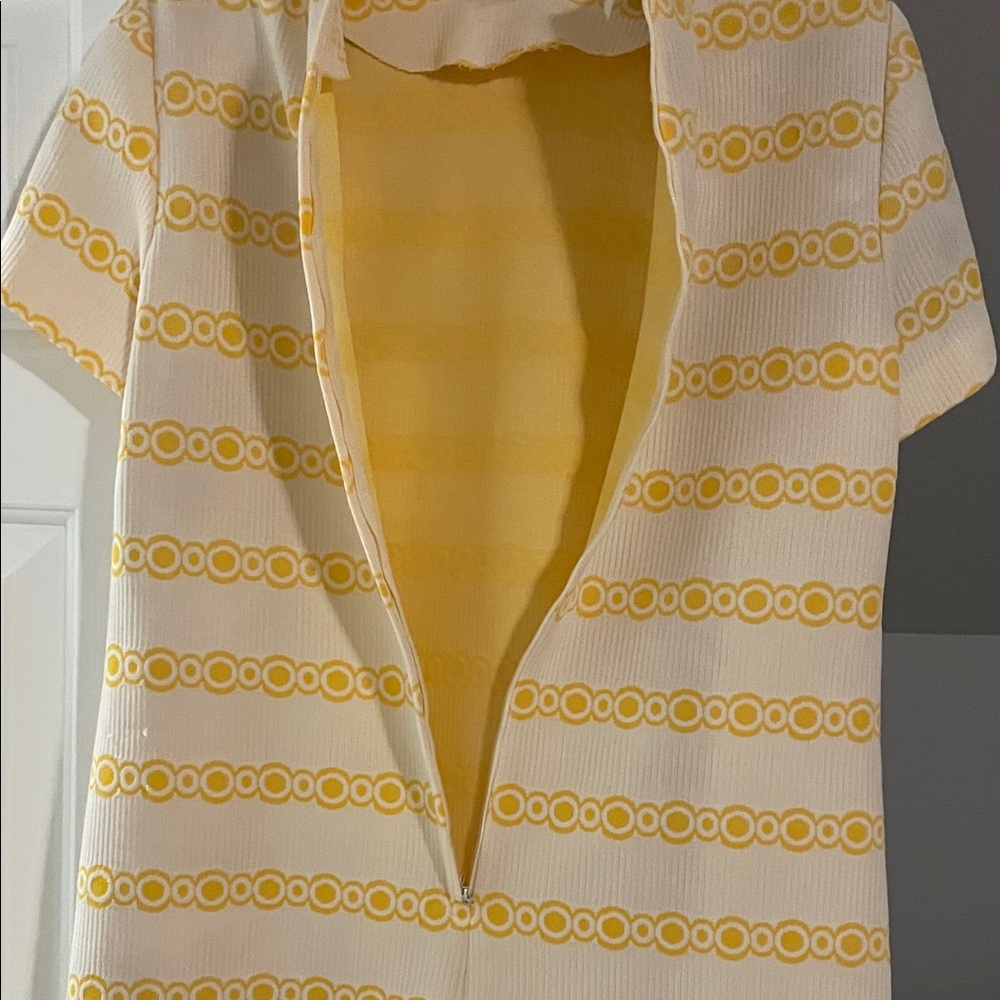 60’s Vintage L’Aiglon mod yellow and white dress and jacket L - Picture 8 of 16